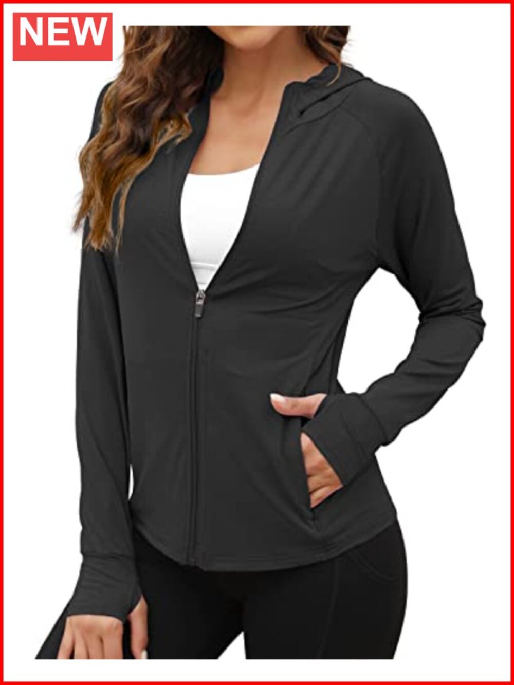 UPF 50+ Sun Protection Zip Hoodie Jacket Lightweight Athletic Hiking